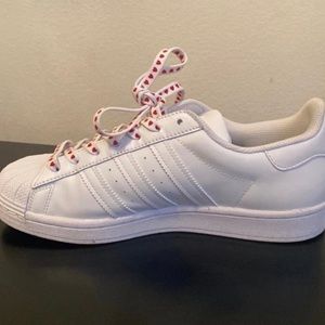 Adidas Superstar Sneakers with Hearts Size 7
